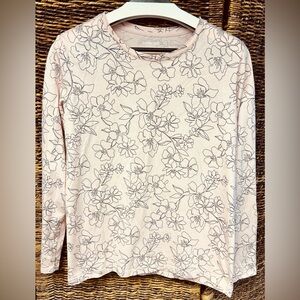 Lands' End Long Sleeve Tee Soft Pink‎ Floral, Medium